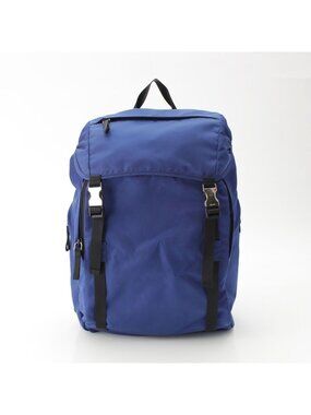 Prada Nylon Triangle Logo Backpack Blue